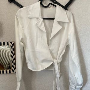 White tie long sleeve top